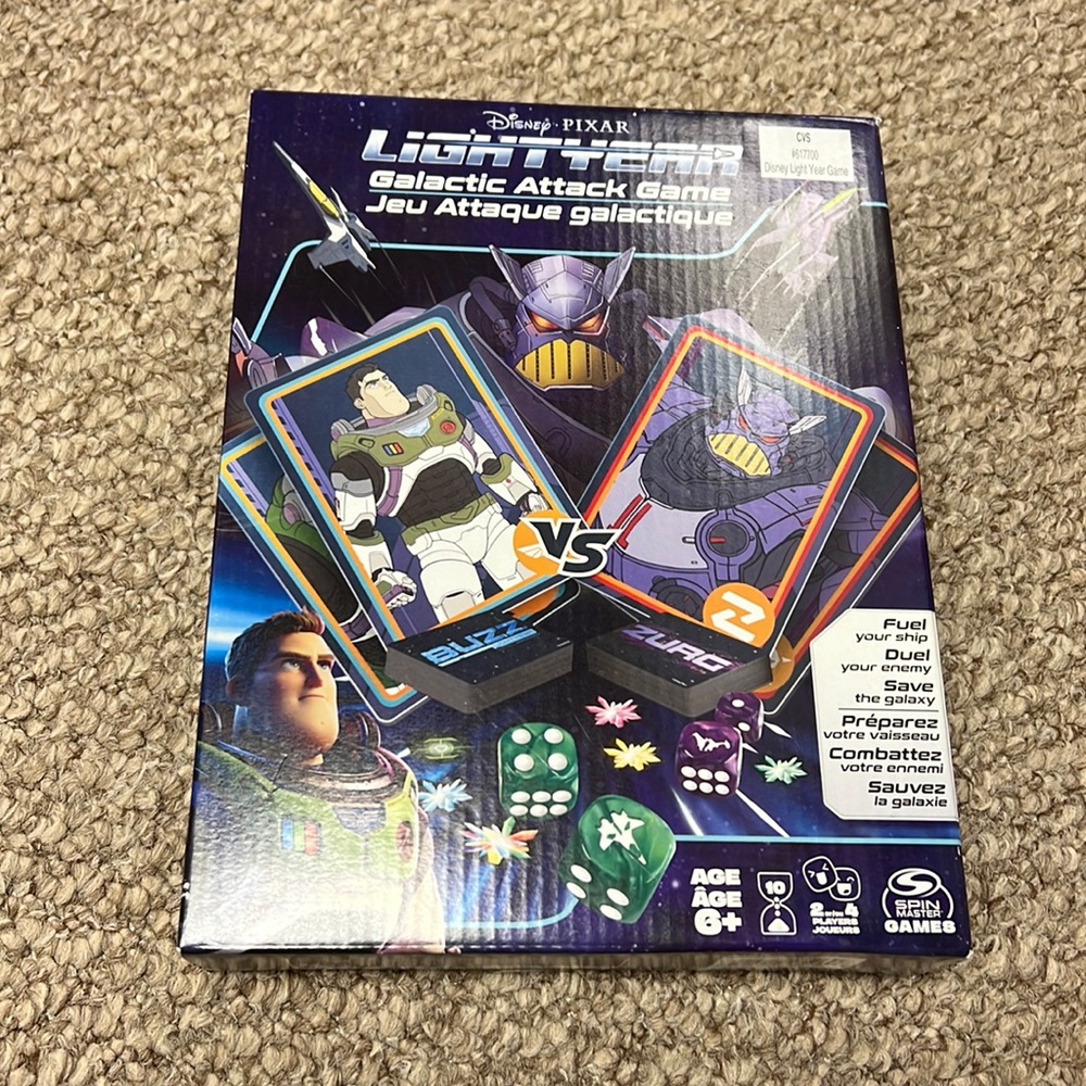 NIB Disney Pixar Lightyear Galactic Attack Game Card & Dice Game 6y+